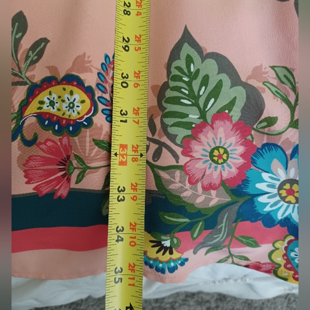 Johnny Was Peach Floral Midi Dress with Multicolor Accents - Picture 6 of 10